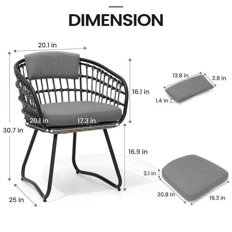Ensemble de salle à manger d'extérieur 7 pièces – Table rectangulaire en aluminium avec trou pour parasol et chaises en rotin
