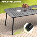 Ensemble de salle à manger d'extérieur 7 pièces – Table rectangulaire en aluminium avec trou pour parasol et chaises en rotin