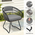 Ensemble de salle à manger d'extérieur 7 pièces – Table rectangulaire en aluminium avec trou pour parasol et chaises en rotin