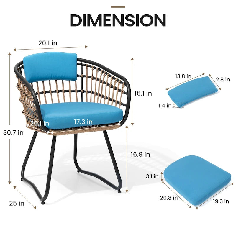 Ensemble de salle à manger d'extérieur 7 pièces – Table rectangulaire en aluminium avec trou pour parasol et chaises en rotin
