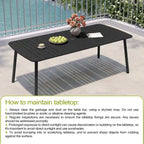 Ensemble de salle à manger d'extérieur 7 pièces – Table rectangulaire en aluminium avec trou pour parasol et chaises en rotin