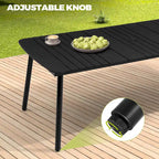 Ensemble de salle à manger d'extérieur 7 pièces – Table rectangulaire en aluminium avec trou pour parasol et chaises en rotin