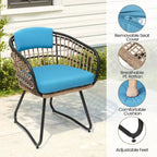Ensemble de salle à manger d'extérieur 7 pièces – Table rectangulaire en aluminium avec trou pour parasol et chaises en rotin