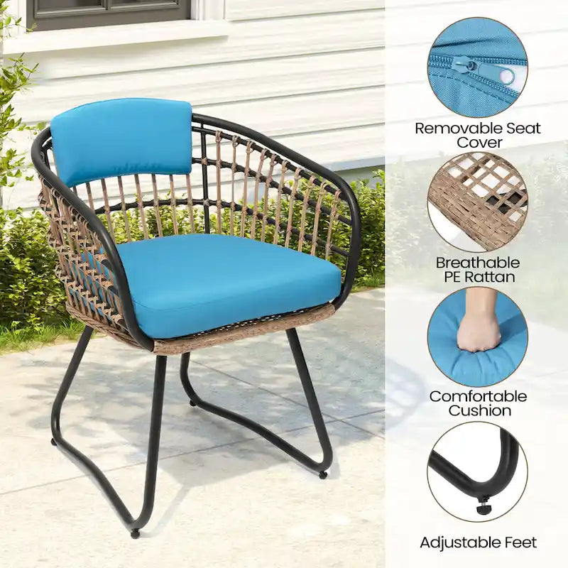Ensemble de salle à manger d'extérieur 7 pièces – Table rectangulaire en aluminium avec trou pour parasol et chaises en rotin