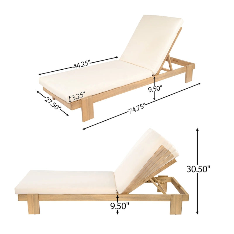 Christopher Knight Home - Lot de 2 chaises longues de jardin en acacia Iran