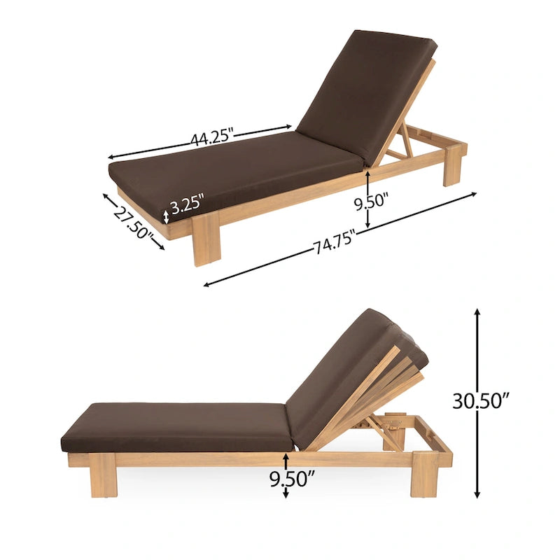 Christopher Knight Home - Lot de 2 chaises longues de jardin en acacia Iran
