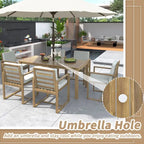 Ensemble repas de jardin 7 pièces, table et 6 chaises avec coussins amovibles pour terrasse et jardin, lot de 7