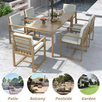 Ensemble repas de jardin 7 pièces, table et 6 chaises avec coussins amovibles pour terrasse et jardin, lot de 7