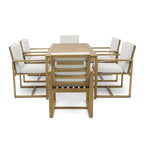 Ensemble repas de jardin 7 pièces, table et 6 chaises avec coussins amovibles pour terrasse et jardin, lot de 7