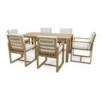 Ensemble repas de jardin 7 pièces, table et 6 chaises avec coussins amovibles pour terrasse et jardin, lot de 7