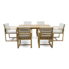 Ensemble repas de jardin 7 pièces, table et 6 chaises avec coussins amovibles pour terrasse et jardin, lot de 7