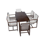 Ensemble repas de jardin 7 pièces, table et 6 chaises avec coussins amovibles pour terrasse et jardin, lot de 7