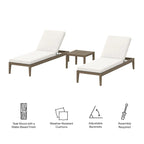 Ensemble de mobilier d'extérieur en teck Northlake de 3 pièces avec chaises longues et table d'appoint