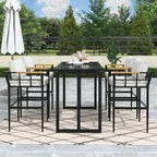 Ensemble de salle à manger d'extérieur 5 pièces en fer avec accoudoirs en bois d'acacia, idéal pour terrasse, balcon ou jardin - N/A