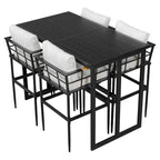 Ensemble de salle à manger d'extérieur 5 pièces en fer avec accoudoirs en bois d'acacia, idéal pour terrasse, balcon ou jardin - N/A