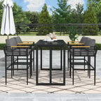 Ensemble de salle à manger d'extérieur 5 pièces en fer avec accoudoirs en bois d'acacia, idéal pour terrasse, balcon ou jardin - N/A