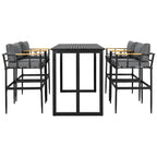 Ensemble de salle à manger d'extérieur 5 pièces en fer avec accoudoirs en bois d'acacia, idéal pour terrasse, balcon ou jardin - N/A