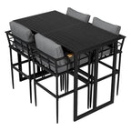Ensemble de salle à manger d'extérieur 5 pièces en fer avec accoudoirs en bois d'acacia, idéal pour terrasse, balcon ou jardin - N/A