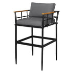 Ensemble de salle à manger d'extérieur 5 pièces en fer avec accoudoirs en bois d'acacia, idéal pour terrasse, balcon ou jardin - N/A