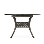 Table de salle à manger d'extérieur Roch, extensible de 117 à 155 cm, bronze martelé métallique