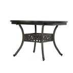 Table de salle à manger d'extérieur Roch, extensible de 117 à 155 cm, bronze martelé métallique