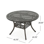 Table de salle à manger d'extérieur Roch, extensible de 117 à 155 cm, bronze martelé métallique