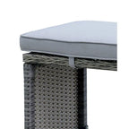 Tabouret de bar d'extérieur 6 pièces en aluminium, osier et assise en tissu rembourré, gris
