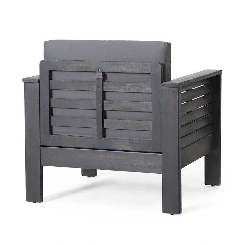 Fauteuils d'extérieur Siyal (lot de 2), Gris foncé doux, Bois d'acacia