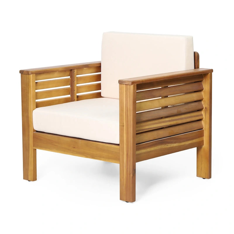 Siyal Outdoor Club, ensemble de 2 fauteuils, beige doux, bois d'acacia marron