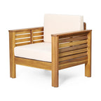 Siyal Outdoor Club, ensemble de 2 fauteuils, beige doux, bois d'acacia marron