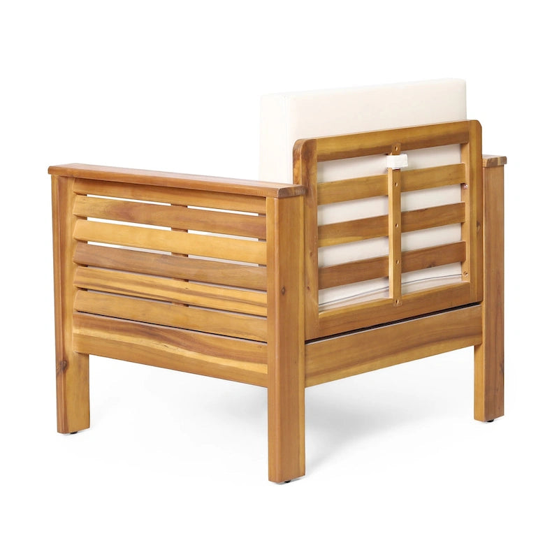 Siyal Outdoor Club, ensemble de 2 fauteuils, beige doux, bois d'acacia marron