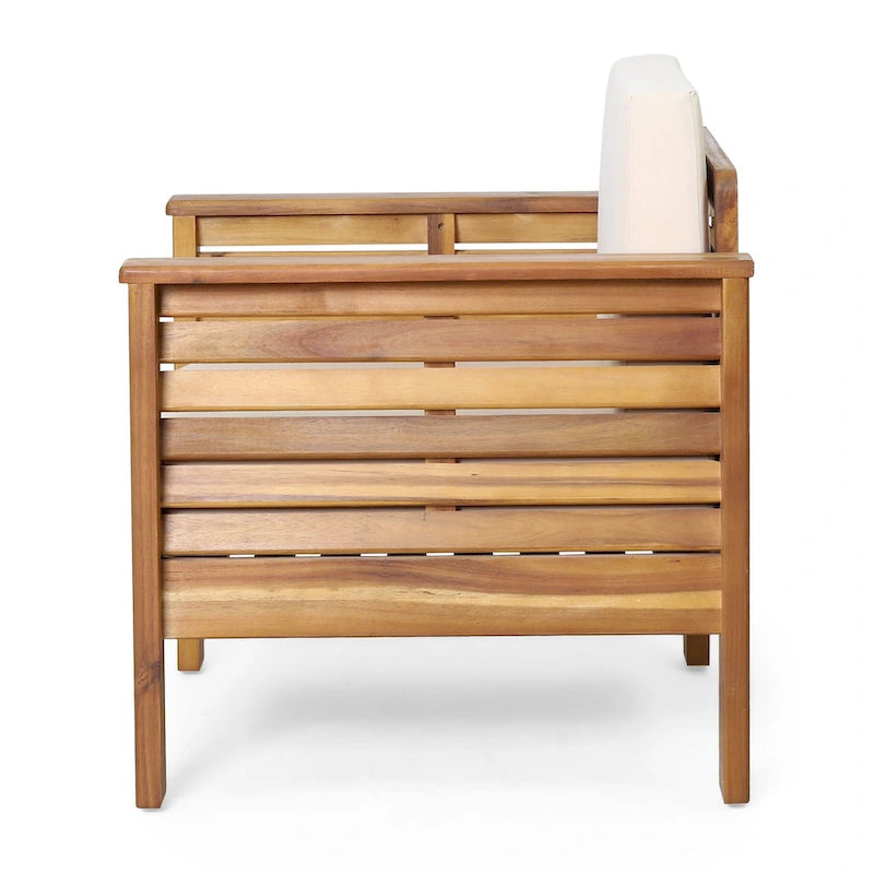 Siyal Outdoor Club, ensemble de 2 fauteuils, beige doux, bois d'acacia marron