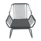 Ensemble d'extérieur 3 pièces Ciao, 2 chaises, 1 table, corde tressée grise et acier