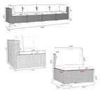 Ensemble de canapés modulaires 4 places pour terrasse avec 6 oreillers, 4 coussins, brun-rouge