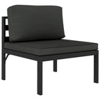 Ensemble de canapé modulaire d'extérieur Shina 3 pièces, métal noir, coussins gris foncé