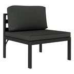 Ensemble de canapé modulaire d'extérieur Shina 3 pièces, métal noir, coussins gris foncé