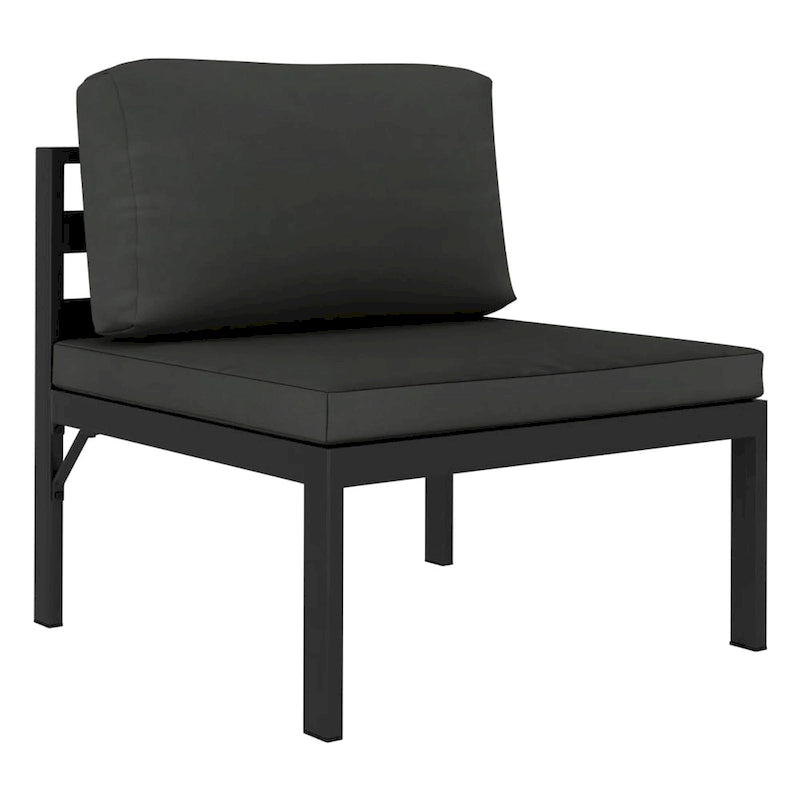 Ensemble de canapé modulaire d'extérieur Shina 3 pièces, métal noir, coussins gris foncé
