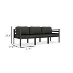 Ensemble de canapé modulaire d'extérieur Shina 3 pièces, métal noir, coussins gris foncé