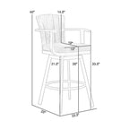 Tabouret de comptoir pivotant d'extérieur Luna de 26 pouces, en bois de teck rustique, marron
