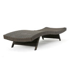 Chaise longue Mach, en rotin tressé de couleur moka pour l'extérieur, courbée, 200 cm
