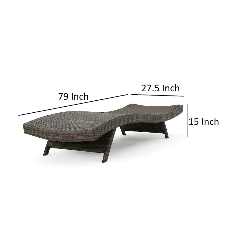 Chaise longue Mach, en rotin tressé de couleur moka pour l'extérieur, courbée, 200 cm