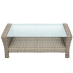 Ensemble de mobilier de patio 4 pièces, ensemble de conversation extérieur toutes saisons, canapé d'angle en osier avec ottoman et coussins
