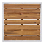 Ensemble de mobilier d'extérieur en bois 8 pièces, salon de jardin d'angle en forme de L avec table basse en verre trempé et table basse en bois