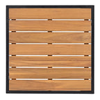 Ensemble de mobilier d'extérieur en bois 8 pièces, salon de jardin d'angle en forme de L avec table basse en verre trempé et table basse en bois