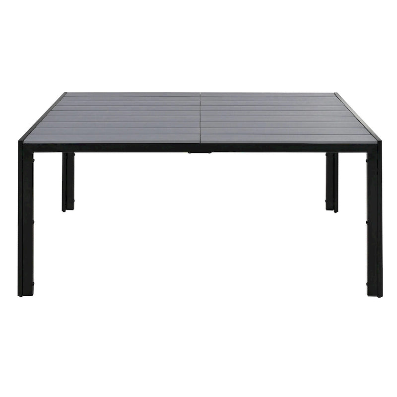 Ensemble de 7 pièces de salle à manger d'extérieur en acier, ensemble de meubles de patio toutes saisons avec table rectangulaire et 6 chaises de salle à manger