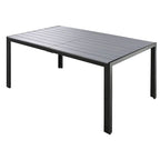 Ensemble de 7 pièces de salle à manger d'extérieur en acier, ensemble de meubles de patio toutes saisons avec table rectangulaire et 6 chaises de salle à manger