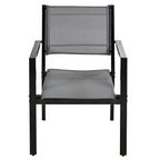 Ensemble de 7 pièces de salle à manger d'extérieur en acier, ensemble de meubles de patio toutes saisons avec table rectangulaire et 6 chaises de salle à manger