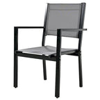Ensemble de 7 pièces de salle à manger d'extérieur en acier, ensemble de meubles de patio toutes saisons avec table rectangulaire et 6 chaises de salle à manger