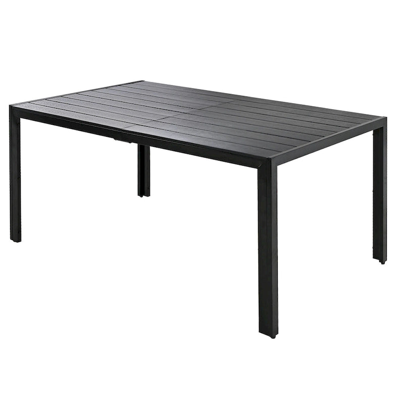 Ensemble de 7 pièces de salle à manger d'extérieur en acier, ensemble de meubles de patio toutes saisons avec table rectangulaire et 6 chaises de salle à manger