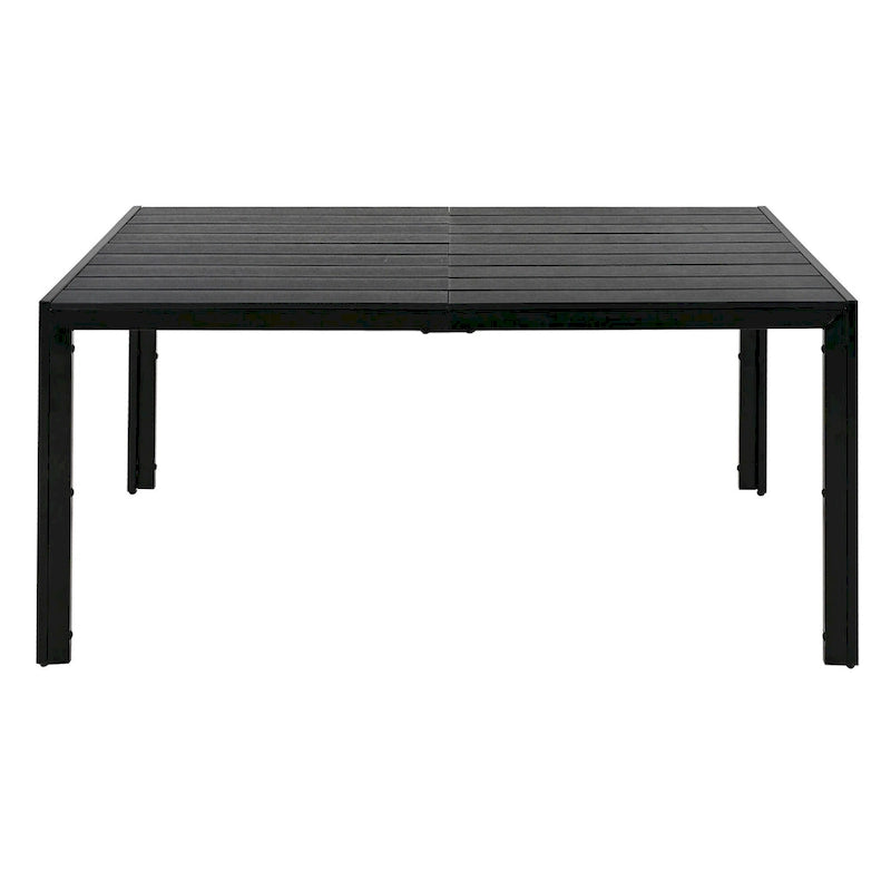 Ensemble de 7 pièces de salle à manger d'extérieur en acier, ensemble de meubles de patio toutes saisons avec table rectangulaire et 6 chaises de salle à manger